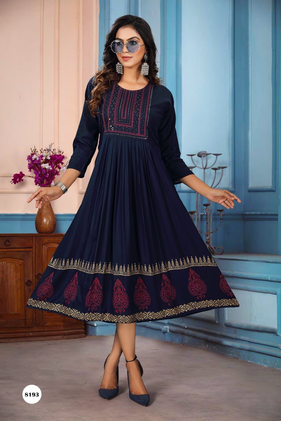 Golden Sejal 1 Fancy Festive Wear Heavy Rayon Designer Anarkali Kurti Collection